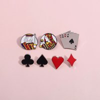 Creative Alloy Poker Cards Brooch Cartoon Red Heart Spades King Custom Enamel Pin Clothing Decoration Badge Jewelry Wholesale