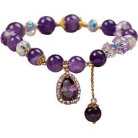 Light Luxury Purple Glass Crystal Beaded Bracelets for Women Chic Butterfly Tassel Pendant Bracelets Sweet Girl Wrist Jewelry