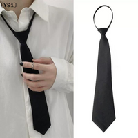 〔YS1〕Black Unisex Ties Retro Narrow Neck Tie Slim Women Men Tie Korean Style Simple Trendy Tie