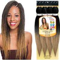 4x Ez Braid, mèches synthétiques pré-étirées de 20 pouces pour tresses, tresses au crochet Yaki, extensions à fixer à l'eau chaude pour femmes (1 paquet, 4)
