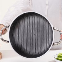 28/30cm Frying Pan Food Grade 316 Stainless Steel Non Stick Pan Honeycomb Pot Bottom Induction Cooker Gas Stove General Wok