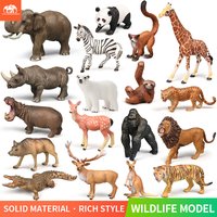 High Quality Simulation Wild Animals Model Lion Tiger Giraffe Elephant Action Figures Solid PVC Figurines Toy For Kids Gift