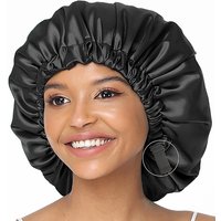 New Women Large Satin Bonnet Silky Night Sleeping Cap Adjusting Button Night Hat Beauty Salon Hair Care Hat Bathroom Products