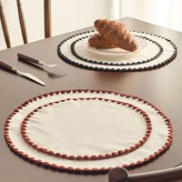 Place Mat Cotton and Linen Plain Colored Dining Mat Embroidered Insulation Mat Beautify Decorate Solid Color Tablecloths