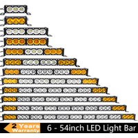 6-54 inch 30-300W LED Bar 4x4 with 12v Wire Harness Kit, led Light Bar for Offroad Vehicles Trucks ATV,Amber White Fog Light