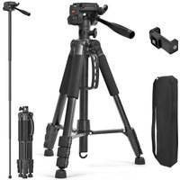 63''/160cm Video Tripod Monopod, 3 Way Pan Tilt Head, Overhead Camera Mount, Horizontal Central Axis, Phone Holder Compatible wi