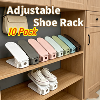 10 Pack Adjustable Shoe Stacker Double Deck Shoe Rack Space Saving Organizer for Closet Entryway Durable Storage Home