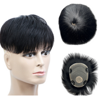 Men‘s Wig Hair Replacement System Prosthetic Hair Wig Thick Human Hair Men's Toupee with PU Around Male Pieces For Men Baldness