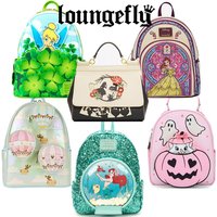 Loungefly Disney Series Mermaid Alice in Wonderland Tinker Bell Marie The Cat Pooh Mini Backpack Print Shoulder Bag Wallet
