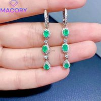 Natural Emerald Pendant Earrings Party 3mm*4mm Female Sterling Silver 925 Jewelry Rich and Fashionable
