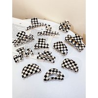 New Women Elegant Checkerboard Acrylic Hair Claw Temperament Geometric Headband Hair Clips Hairpins Fahion Hair Accessories Gift