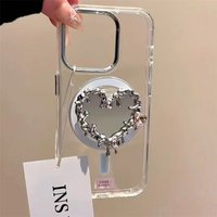 3D Luxury Love Heart Mirror Foldable for Magsafe Griptok Finger Ring Holder Phone Stand for IPhone 17 16 Holder for Girl