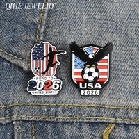 Road to 2026 United States Soccer Enamel Pin American Flag Eagle Soccer & Player Metal Brooch Fashion Sporty Badge Jewelry Gifts