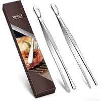 2pcs Tweezer Tongs Fine Tweezer Tongs Extra-Long 304 Stainless Steel Cooking Tweezers for Kitchen Food Cooking Sea Food and BBQ