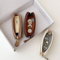 PU Leather Mini Wallet Cowhide Compact Design Zipper Coin Purse Zipper Closure Portable Size Small Wallet Personalized Use