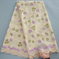 French Elegance African Cotton Lace Fabric Premium Swiss Voile Lace With Sequins For Wedding, Party & Evening Dresses