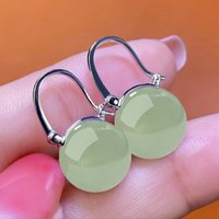 High-quality 925 Sterling Silver Earring Hetian Jade 14mm Pearl 18k Gold Earring Engagement Party Jewelry Gift For Women