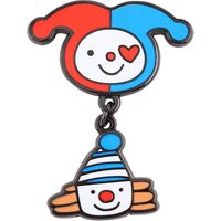 Funny Circus Clown Enamel Pins Creative Red Blue Jester Dangle Clown Head Brooches Quirky Heart Badge Backpack Lapel Pin Gift