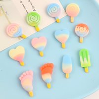 20pcs Blend Shapes Cute Ice cream lollipop Rainbow resin flat back scrapbook Kawai DIY decorative accessories L42