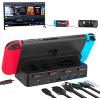 New Switch Docking Station with 4K@60Hz HDMI Gigabit Ethernet USB 3.0 Hub100W PD Dual Host Dock for Nintendo Switch Steam Deck