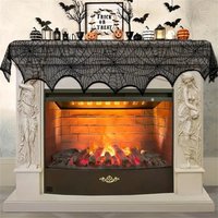 1 Halloween decoration indoor fireplace scarf black lace spider web cover used formantle decoration holiday party supplies
