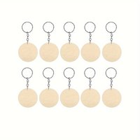30PCS Round-Shaped Wooden Keychain Set with Unfinished Wood Chip Key Rings DIY Supplies for Craft Wholesale Accessories