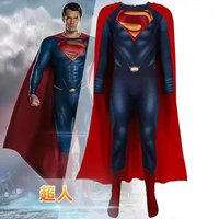 Superman Cosplay Costume 3D Printed Jumpsuit with Red Cape for Men Halloween Carnival Party Outfits Stage Performance Hero Men