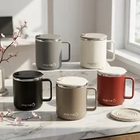 Sealed 304 Stainless Steel Double Wall Insulated Coffee Cup With Handle Sliding Lid Type Portable Cold And Hot Drinks Water Cup