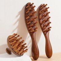 Multi-Functional Meridian Comb Scalp Therapy Massage Comb Beautify Massage Sandalwood Round Handle Comb Scraping Body Massager