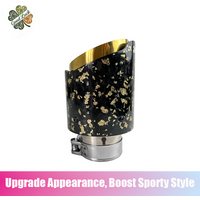 1pc Carbon Fiber Stainless Steel Car Exhaust Pipe Tail Pipe Decorative Muffler with Gold Foil Satin Finish Car Tip Universal Acc image 3