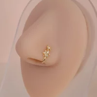 1pc Double Flower Charm No Piercing Copper Inlaid Zircon U-shaped Nose Clip Fake Nose Ring Female No Piercing Piercing Jewelry