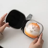Portable Travel Tea Cup Set Ceramic 160ml Camping Tea Set Cute Dog Teapots Japanese Tea Culture with Storage Bag Travel Supplies