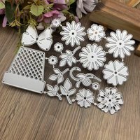Flower Basket Set Metal Cutting Dies Floral Theme DIY Scrapbooking Card Making Embossing Stencils Spring Craft Die Cuts