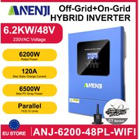 Inwertery ANENJI 6.2KW 48V Hybrydowe Inwertery Solarno-Prądowe Równoległe On Off Grid Czysta Fal Sinusoidalna MPPT120A Ładowarka Solarna do Paneli Słonecznych PV