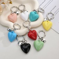 Fashion Candy Color Acrylic Heart Charm Keychain for Women Exquisite Cute Handbag Earphone Case Wallet Decor Jewelry Gift