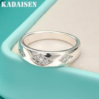 925 Sterling Silver Rhombus Zircon 6-10# Ring For Women Fashion Wedding Engagement Party Charm Jewelry