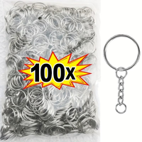 10-1000 Pcs Key Rings with Chains - 25mm Diameter Buckle Chains - Silver Key Rings with Diameter Chains - 4 Chains