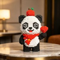 New Cute Top Apple Love Panda Assembled Building Blocks Toy Children's Birthday Gift Desktop Decoration