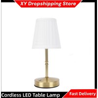 Cordless LED Table Lamp Fabric Shade Table Lamp USB Touch Control Dimmable Bedside Table Lamp Home Decoration Lighting Supplies