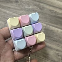 2026 NEW 1PC Heart-shaped 9 Keyboard Key Clicker Toy Anti Stress Relief Finger Keychain Game Button Pinch Tester Without Light