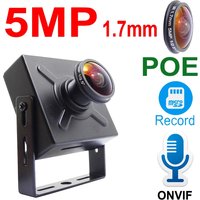 5MP 1,7mm Mini Fisheye Panorama POE IP Kamera Audio Cam CCTV Sicherheit Überwachung High Definition Onvif HD Speicher Karte Slot