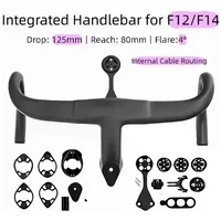 AliExpress NONE T800 Carbon Integrated Handlebar for F12 F14 With Logo Internal Cable Routing Aero Road Bike Stem 4° Flare 125mm Drop 80mm Reach