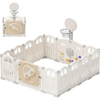 Faltbarer Baby-Laufstall mit Mini-Basketballkorb und 50 farbigen Pit-Bällen, Laufstall zum Thema Auto für Babys und Kleinkinder