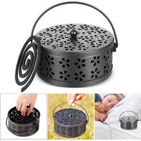Retro Mosquito Coil Incense Holder Aromatherapy Bug Insect Repellent Metal Case