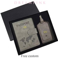 Custom Name Passport Holder Luggage Tag Gift Box Fashion DIY Travel Accessories Dropship Wholesale Engrave Logo Travel Wallet