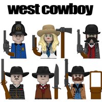 Military War US West Cowboy Figures Building Blocks City Police Detective Army Soldiers Weapons MOC Model Bricks Kids Toys Gifts