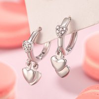 925 Sterling Silver Heart Zircon Stud Earrings For Women Wedding Elegant Luxury Jewelry Accessories Jewellery Prevent Allergies