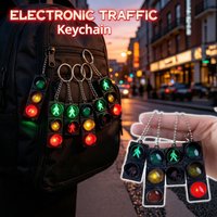 Simulation Traffic Light Keychain with LED Light Mini Pedestrian Signal Pendant Educational Cognitive Toy for Kids Gift