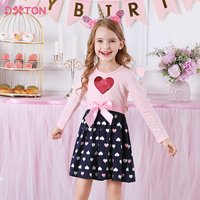 Dxton Mädchen Baumwolle Kleid Kinder Herz Design Pailletten Kleider mit Bogen Knoten Kinder lässig Prinzessin Kleid Kinder Kleidung 3-12 Jahre