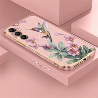 A54 A34 A35 A53 A33 Bird Flower Case For Samsung Galaxy A14 A13 A23 A25 A81 A55 A21S A24 A16 A 16 A15 A73 Plating Cover Capa